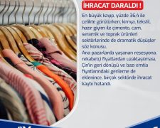 12 Mal Grubunda İhracat Daraldı!